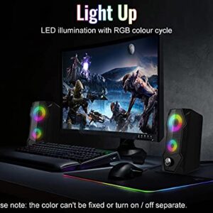 SPKPAL Computer Speakers RGB Gaming Speakers for PC 2.0 Wired USB Powered Stereo Volume Control Dual Channel Multimedia AUX 3.5mm for Laptop Desktop Monitors,10W