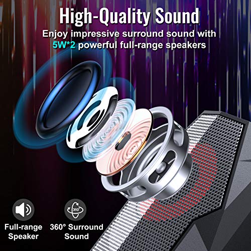 SPKPAL Computer Speakers RGB Gaming Speakers for PC 2.0 Wired USB Powered Stereo Volume Control Dual Channel Multimedia AUX 3.5mm for Laptop Desktop Monitors,10W