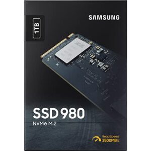 SAMSUNG 980 SSD 1TB PCle 3.0x4, NVMe M.2 2280, Internal Solid State Drive, Storage for PC, Laptops, Gaming and More, HMB Technology, Intelligent Turbowrite, Speeds of up-to 3,500MB/s, MZ-V8V1T0B/AM