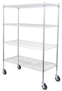 regal altair 14" deep x 30" wide x 92" high 4 tier chrome wire shelving kit with 5" wheels | nsf commercial storage rack unit
