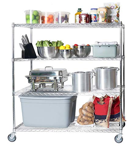 Regal Altair 14" Deep x 30" Wide x 92" High 4 Tier Chrome Wire Shelving Kit with 5" Wheels | NSF Commercial Storage Rack Unit