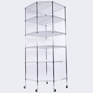 homen 6 tiers corner shelf adjustable metal storage wire shelving unit (silver)