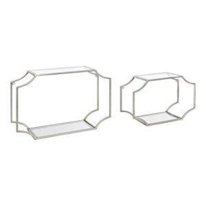 kate and laurel ciel modern horizontal shelves, set of 2, silver, decorative glam wall decor for storage and display