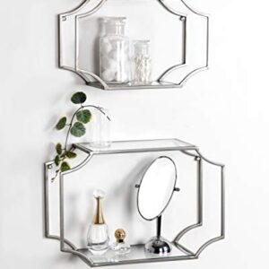 Kate and Laurel Ciel Modern Horizontal Shelves, Set of 2, Silver, Decorative Glam Wall Decor for Storage and Display