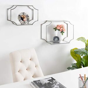 Kate and Laurel Ciel Modern Horizontal Shelves, Set of 2, Silver, Decorative Glam Wall Decor for Storage and Display