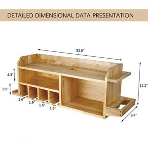 simesove Power Tool Organizer, Drill Charging Station,5 Drill Hanging Slots, Drill Holder Storage Wall Mount Shelf Rack, Cordless Drill Storage,Drill Organizer Wall Mount,Polished Wooden Toolbox for Saw,Father's Day Gift