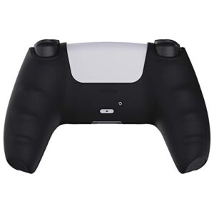 PlayVital Black Pure Series Anti-Slip Silicone Cover Skin for ps5 Controller, Soft Rubber Case for ps5 Wireless Controller with Black Thumb Grip Caps