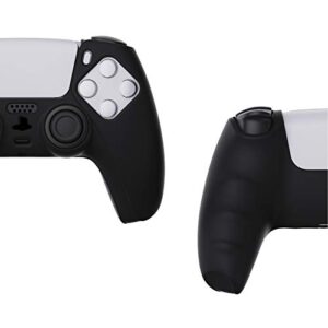 PlayVital Black Pure Series Anti-Slip Silicone Cover Skin for ps5 Controller, Soft Rubber Case for ps5 Wireless Controller with Black Thumb Grip Caps