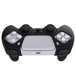 PlayVital Black Pure Series Anti-Slip Silicone Cover Skin for ps5 Controller, Soft Rubber Case for ps5 Wireless Controller with Black Thumb Grip Caps