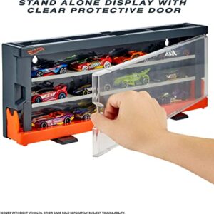 Hot Wheels Race Case with 8 Toy Cars, Interactive Display & Storage for 12 1:64 Scale Vehicles, Connects to Track