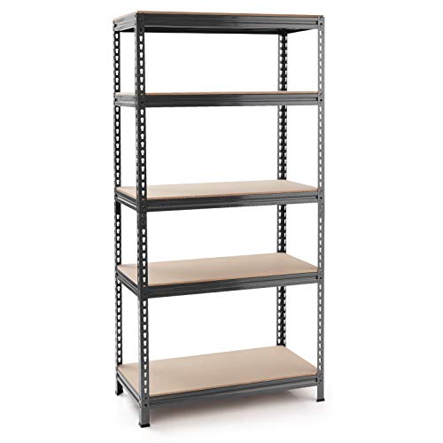 Tangkula 5-Tier Steel Storage Shelves, 73” Heavy Duty Garage Shelf with Adjustable Shelves, Boltless Shelving Unit for Free Combination, Metal Muscle Rack for Home Office Garage (1, Grey)