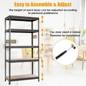 Tangkula 5-Tier Steel Storage Shelves, 73” Heavy Duty Garage Shelf with Adjustable Shelves, Boltless Shelving Unit for Free Combination, Metal Muscle Rack for Home Office Garage (1, Grey)