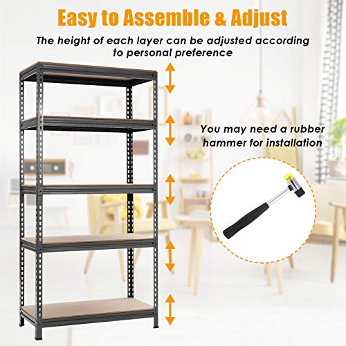 Tangkula 5-Tier Steel Storage Shelves, 73” Heavy Duty Garage Shelf with Adjustable Shelves, Boltless Shelving Unit for Free Combination, Metal Muscle Rack for Home Office Garage (1, Grey)