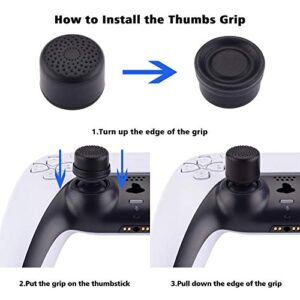 PlayVital Black Ergonomic Stick Caps Thumb Grips for PS5, for PS4, Xbox Series X/S, Xbox One, Xbox One X/S, Switch Pro Controller - with 3 Height Convex and Concave - Diamond Grain & Crack Bomb Design