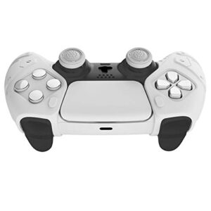 PlayVital Mecha Edition White Ergonomic Soft Controller Silicone Case Grips for PS5, Rubber Protector Skins with Thumbstick Caps for PS5 Controller - Compatible with Charging Station