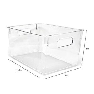 Isaac Jacobs 3-Pack Large Clear Storage Bins with Handles, Plastic Organizer for Home, Room, Office, Fridge, Kitchen/Pantry Non-Slip Container Set, Food Safe, BPA Free (3-Pack, Large)