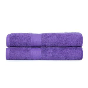 ample decor hand towel 18 x 28 inch pack of 2 600 gsm 100% cotton, oeko tex certified soft absorbent thick durable premium quality, for hotel, bathroom, spa, daily use, gym - machine washable - purple
