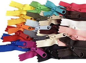 25pcs assorted colors - ykk #4.5 coil handbag long pull zippers - made in the united states (24" inches)