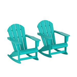 wo home furniture adirondack rocking chair set of 2pcs patio outdoor chairs (turquoise)