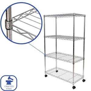 Seville Classics Solid Steel Wire Shelving Storage Unit Adjustable Shelves Organizer Rack, for Home, Kitchen, Office, Garage, Bedroom, Closet, Steel, 4-Tier, 30" W x 14" D