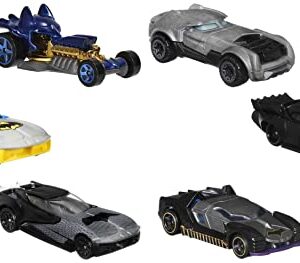 Hot Wheels Batman Character Cars 6-Pack, Set of 6 Toy Cars in 1:64 Scale Inspired by Various Batman Characters