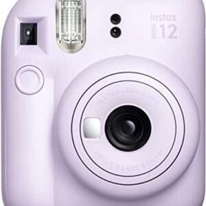 Fujifilm Instax Mini 12 Instant Camera Lilac Purple + Fuji Instax Film Value Pack (40 Sheets) + Shutter Accessories Bundle, Incl. Compatible Carrying Case, Quicksand Beads Photo Album 64 Pockets