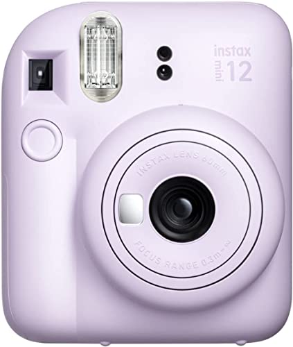 Fujifilm Instax Mini 12 Instant Camera Lilac Purple + Fuji Instax Film Value Pack (40 Sheets) + Shutter Accessories Bundle, Incl. Compatible Carrying Case, Quicksand Beads Photo Album 64 Pockets