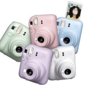 Fujifilm Instax Mini 12 Instant Camera Lilac Purple + Fuji Instax Film Value Pack (40 Sheets) + Shutter Accessories Bundle, Incl. Compatible Carrying Case, Quicksand Beads Photo Album 64 Pockets