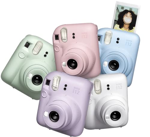 Fujifilm Instax Mini 12 Instant Camera Lilac Purple + Fuji Instax Film Value Pack (40 Sheets) + Shutter Accessories Bundle, Incl. Compatible Carrying Case, Quicksand Beads Photo Album 64 Pockets