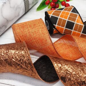 CT CRAFT LLC Christmas Wired Ribbon Assortment 27 Yards (2.5 Inch Wide 3Yards 9Rolls) for Christmas Fall Home Decor, Gift Wrapping, Bow Making, Wreath, DIY Crafts