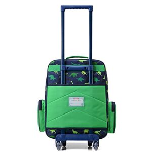 VASCHY Rolling Luggage for Kids, Cute Travel Carry on Suitcase for Boys Toddlers/Children with Wheels 18inch Dinosaur