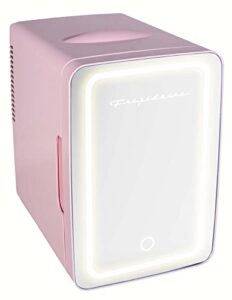 frigidaire efmis170-pink mini portable compact personal fridge, 6.5l capacity, 9 cans, makeup, skincare, freon-free & eco friendly, includes home plug & 12v car charger, 2022 version, pink