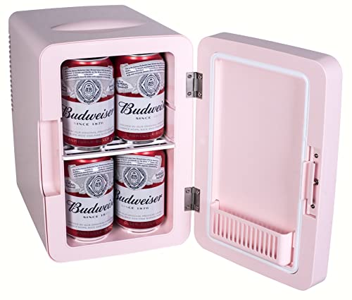 FRIGIDAIRE EFMIS170-PINK Mini Portable Compact Personal Fridge, 6.5L Capacity, 9 Cans, Makeup, Skincare, Freon-Free & Eco Friendly, Includes Home Plug & 12V Car Charger, 2022 Version, Pink