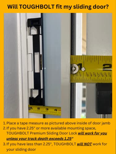 TOUGHBOLT Premium Double Deadbolt Sliding Patio Door/Child Safety Lock - See Tools Required to Install