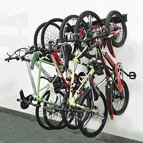 Wallmaster 15 PCS Tool Storage Rack Garage Storage Wall Mount & Garage Storage 5 Bicycles Hooks 3 Rails