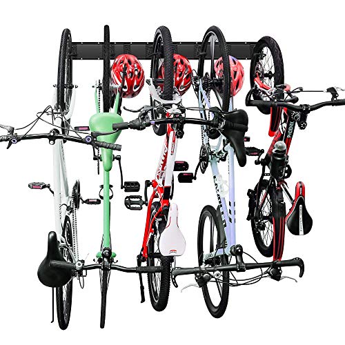 Wallmaster 15 PCS Tool Storage Rack Garage Storage Wall Mount & Garage Storage 5 Bicycles Hooks 3 Rails