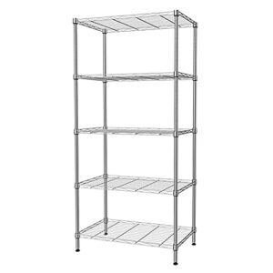 singaye 5 tier storage rack wire shelving unit thicken heavy duty storage shelves for pantry closet kitchen laundry 880lbs capacity 13.38"x 23.22"x 59.05"(dxwxh) silver