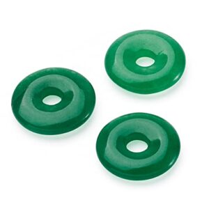 FASHEWELRY 20Pcs Natural Green Jade Donut Disc Gemstone Pendants 20mm Large Hole Healing Chakra Polished Stone Coin Circle Bead Charms for Jewelry Craft Making