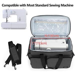 CURMIO Sewing Machine Carrying Case, Universal Tote Bag with Bottom Base Feet Pad Compatible with Most Standard Sewing Machine and Accessories, Black(Bag Only, Patented Design)