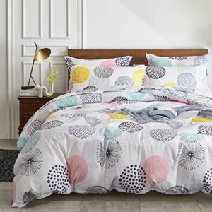 7 pieces comforter sheet set california king size bed in a bag colorful dots style soft bedding set (1 comforter, 2 pillow shams, 1 flat sheet, 1 fitted sheet, 2 pillowcases)