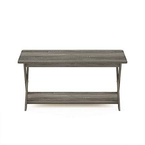 Furinno Modern Simplistic Criss-Crossed Coffee Table, 35.4 in x 19.6 in x 16 in, French Oak Grey