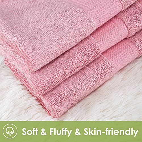 CANFOISON Bamboo Hand Towel for Face and Body, 2 Pack Pink Bathroom Hand Towel Set for Adult Kids Baby Luxury Super Soft Highly Absorbent Bathroom Towels 18" x 30"