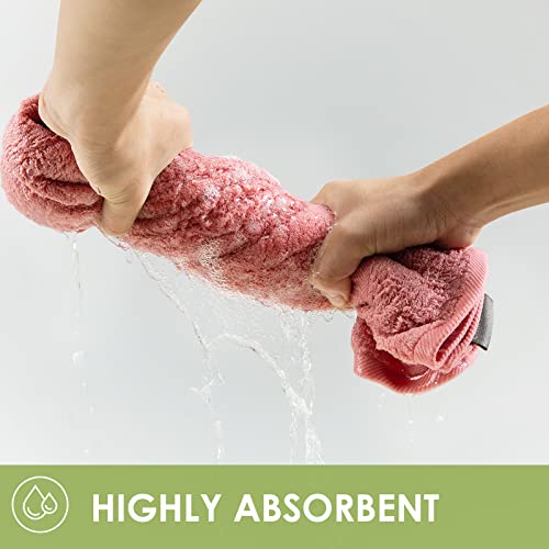 CANFOISON Bamboo Hand Towel for Face and Body, 2 Pack Pink Bathroom Hand Towel Set for Adult Kids Baby Luxury Super Soft Highly Absorbent Bathroom Towels 18" x 30"