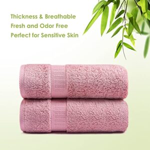 CANFOISON Bamboo Hand Towel for Face and Body, 2 Pack Pink Bathroom Hand Towel Set for Adult Kids Baby Luxury Super Soft Highly Absorbent Bathroom Towels 18" x 30"