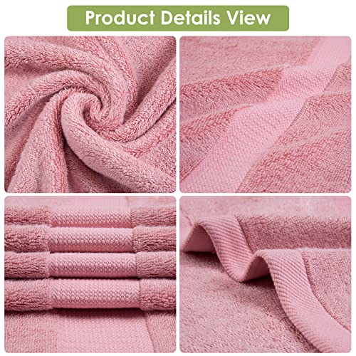 CANFOISON Bamboo Hand Towel for Face and Body, 2 Pack Pink Bathroom Hand Towel Set for Adult Kids Baby Luxury Super Soft Highly Absorbent Bathroom Towels 18" x 30"