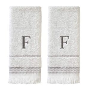 skl home casual monogram hand towel set, f, 16x26, white 2 count