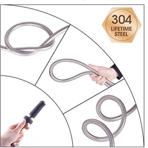 TOUCH-RICH 3FT 304 Stainless Steel Metal Garden Hose - Heavy Duty Water Hose, Outdoor Yard, Lightweight - Guaranteed Flexible & Never Kink