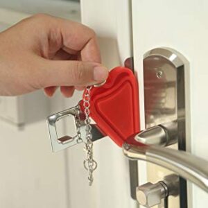 Portable Door Lock for Travel, Apartment Home Security Door Locker from Inside with Drawstring Bag and Drive Save I Need You Here with Me Keychain, Gift for Women and Men