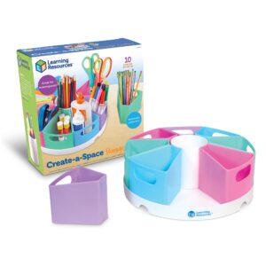 learning resources create-a-space storage center, 10 piece set - desk organizer for kids, art organizer for kids, crayon organizer, homeschool organizers and storage