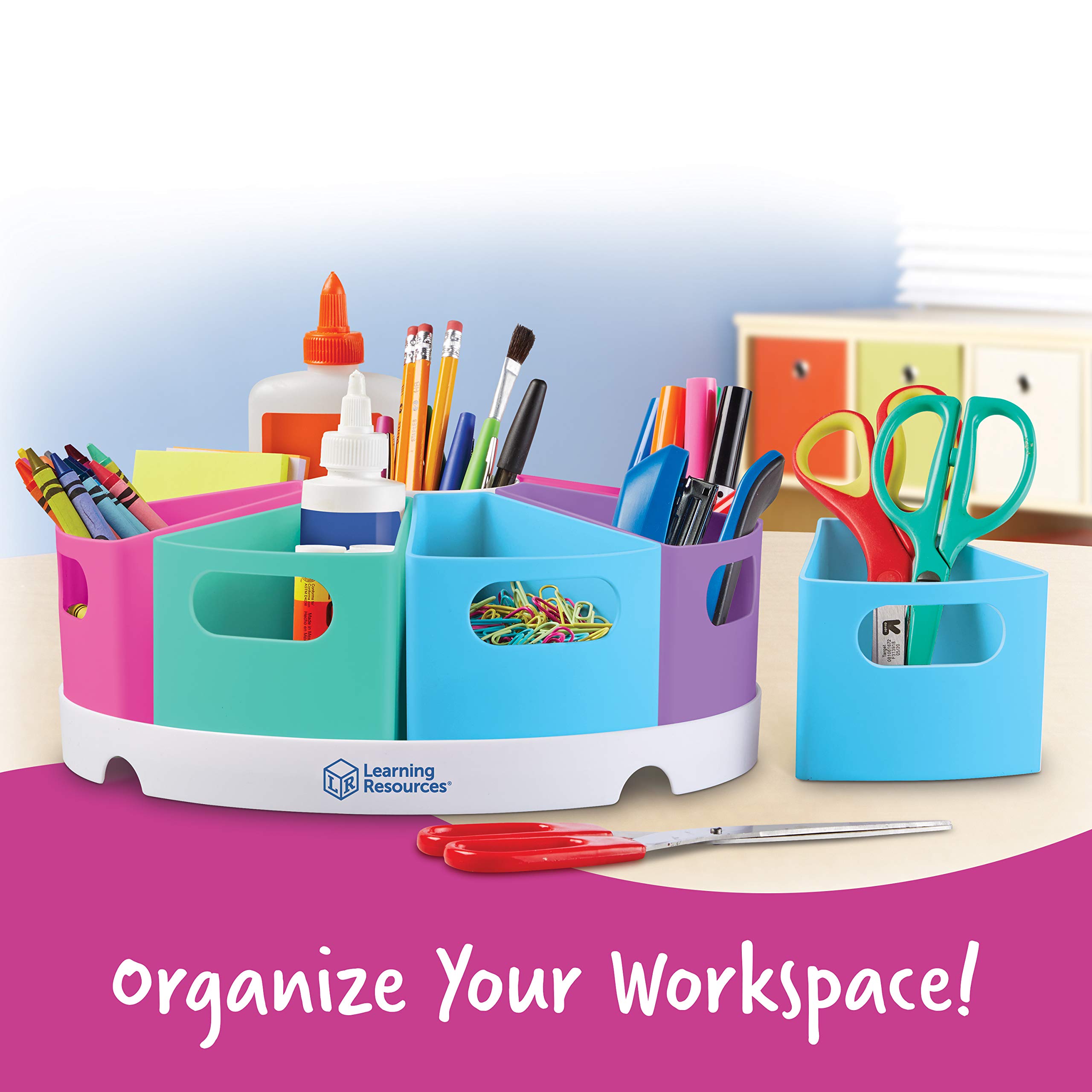 Learning Resources Create-a-Space Storage Center, 10 Piece set - Desk Organizer for Kids, Art Organizer for Kids, Crayon Organizer, Homeschool Organizers and Storage